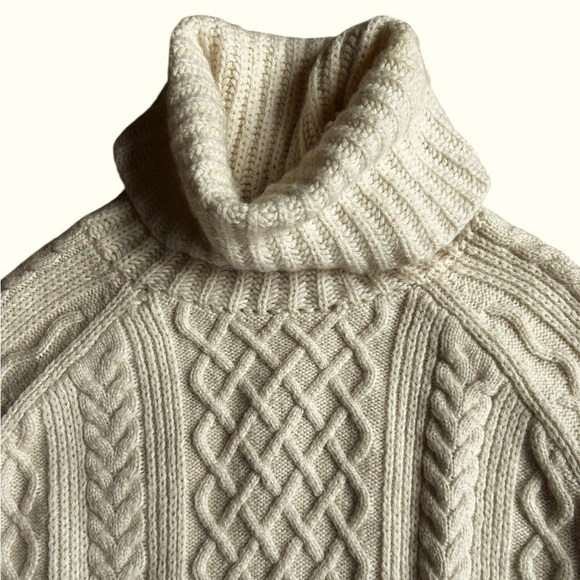 Madewell Women’s Wool Blend Cable Knit Turtleneck Sweater Cream Ivory Warm Sz XS - Picture 4 of 10